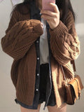 Kukombo Open Front Cable Knit Cardigan