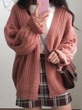 Kukombo Open Front Cable Knit Cardigan