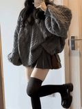 Kukombo Oversize V Neck Gray Cable Knit Sweater