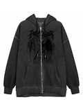 Kukombo Skeleton Print Zipper Hoodie