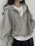 Kukombo Oversized Zip Up Gray Hoodie