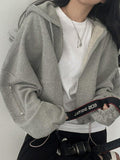 Kukombo Oversized Zip Up Gray Hoodie