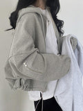 Kukombo Oversized Zip Up Gray Hoodie