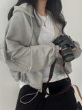 Kukombo Oversized Zip Up Gray Hoodie