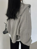 Kukombo Oversized Zip Up Gray Hoodie