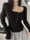 Kukombo Patchwork Long Sleeve Knit Top