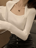 Kukombo Patchwork Rib Knit Sweater
