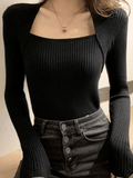 Kukombo Patchwork Rib Knit Sweater