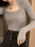 Kukombo Patchwork Rib Knit Sweater