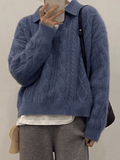 Kukombo Polo Neck Cable Knit Sweater