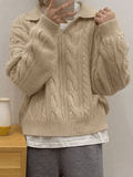 Kukombo Polo Neck Cable Knit Sweater