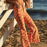 Kukombo - Women High Waist Streetwear Trousers Orange Vintage E Girl Aesthetic Pants