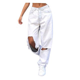 Kukombo - High Waist Women&#39;s Jeans Retro Women Wide Leg Pants Trousers Streetwear Holes Ripped Y2K Jean Teen Girls Straight Denim Jeans