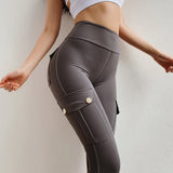 Kukombo - High Waist Push Up Polyester Workout Leggings Cargo Pants