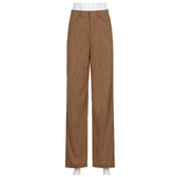 Fashion Mopping Drape Corduroy Trousers High Waist Pure Color Women Pants Vintage Y2K Baggy Joggers E Girl 90s Aesthetic