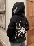 Kukombo Punk Spider Print Oversized Hoodie