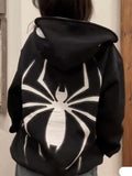 Kukombo Punk Spider Print Oversized Hoodie