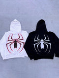 Kukombo Punk Spider Print Oversized Hoodie