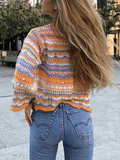 Kukombo Stripe Crochet Knit Sweater