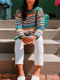 Kukombo Stripe Crochet Knit Sweater
