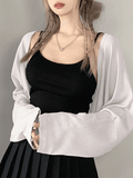 Kukombo Simple Long Sleeve Cropped Shrug Cardigan