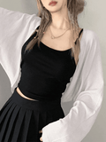 Kukombo Simple Long Sleeve Cropped Shrug Cardigan