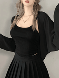Kukombo Simple Long Sleeve Cropped Shrug Cardigan