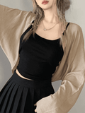 Kukombo Simple Long Sleeve Cropped Shrug Cardigan