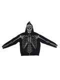 Kukombo Skull Rhinestone Zipper Hoodie