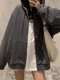 Kukombo Solid Color Zip Up Hoodie