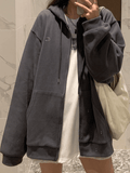 Kukombo Solid Color Zip Up Hoodie