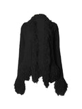 Kukombo Solid Color Tassel Splice Cardigan