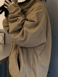 Kukombo Solid Color Vintage Zip-Up Jacket