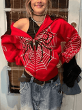 Kukombo Spider Print Zip-Up Hoodie