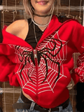 Kukombo Spider Print Zip-Up Hoodie