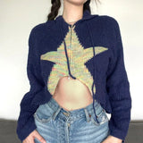Kukombo Star Zip Up Knit Hoodie