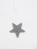 Kukombo Star Patch Long Sleeve Cropped Knit Top