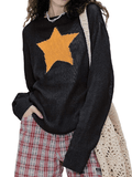 Kukombo Star Pattern Semi Sheer Knit Top