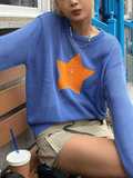 Kukombo Star Pattern Semi Sheer Knit Top