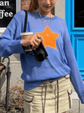 Kukombo Star Pattern Semi Sheer Knit Top