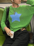 Kukombo Star Pattern Semi Sheer Knit Top