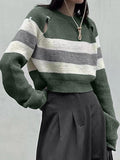Kukombo Stripe Print Cutout Design Sweater
