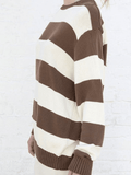 Kukombo Striped Crew Neck Knit Sweater