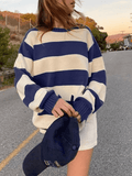 Kukombo Striped Crew Neck Knit Sweater