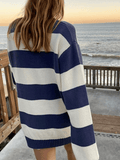 Kukombo Striped Crew Neck Knit Sweater