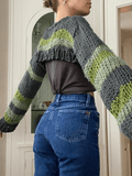 Kukombo Striped Long Sleeve Bolero Sweater Top