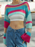 Kukombo Striped Long Sleeve Bolero Sweater Top