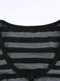 Kukombo Super Crop Long Sleeve Striped Cardigan