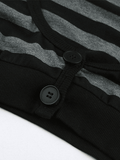Kukombo Super Crop Long Sleeve Striped Cardigan