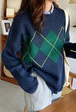 Kukombo Vintage Argyle Pullover Sweater